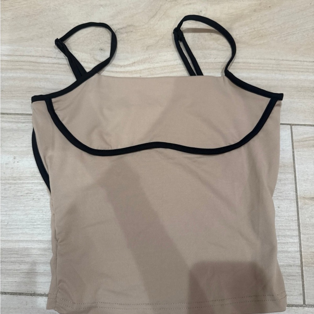 Chic Tan Camisole with Black Accents